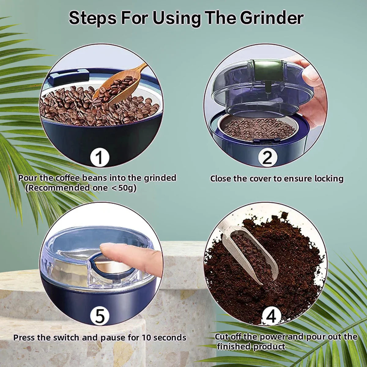 Portable 4-Blade Mini Grinder & Blender